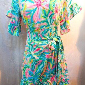 Lilly Pulitzer Darlah Stretch Dress with Side Wrap - NWT - Floral Print  - Sz. 0